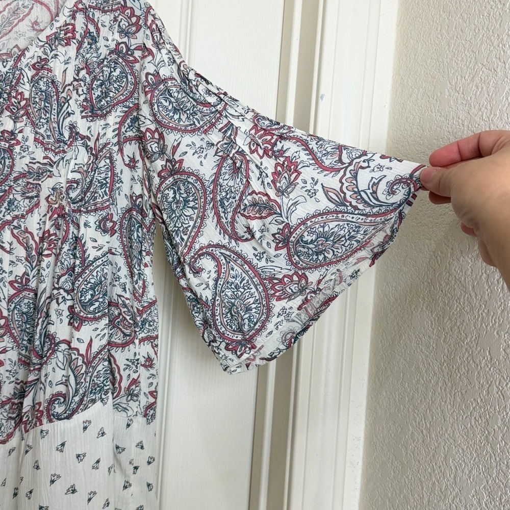 Abercrombie & Fitch Red and Blue Paisley Blouse size S - Picture 4 of 6